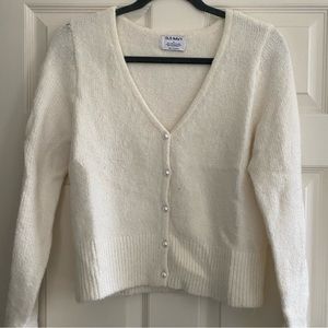 Pearl button fuzzy sweater